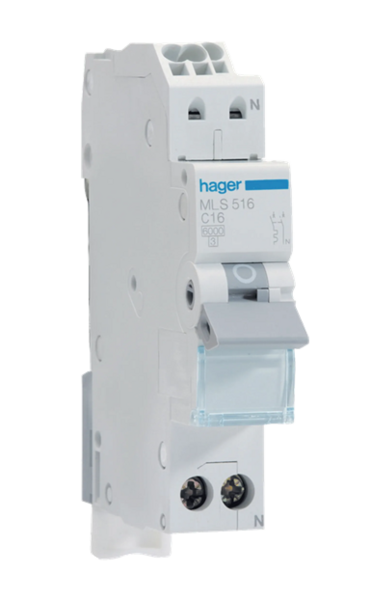 Hager automaat 1P+N C16amp.