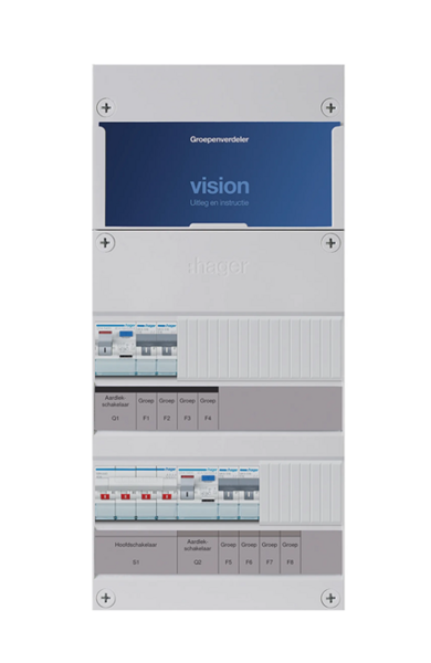 Hager verdeler 3-fase 4-groeps HS 2x ALS
