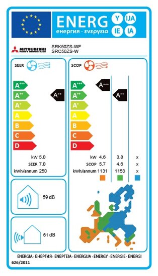 Mitsubishi split airco 5kw + wifi wit