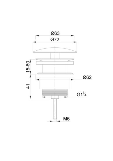 Wastafel afvoerplug 1 1/4&quot; always open rvs