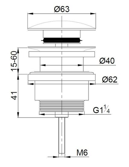 Wastafel afvoerplug 1 1/4&quot; stop and go chroom