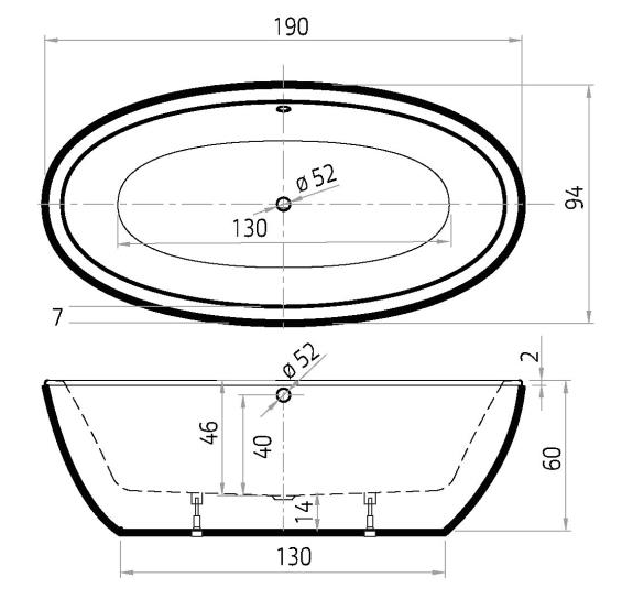 Xenz ligbad Britt 1900x940mm vrijstaand