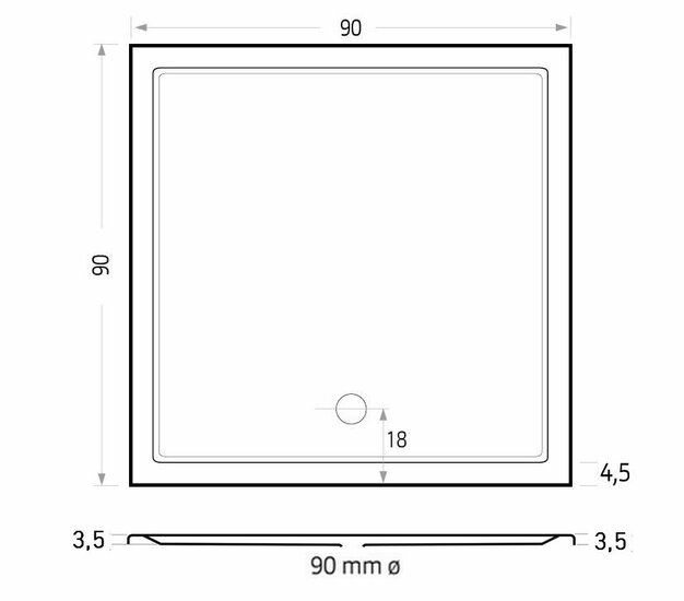 Xenz douchebak Mariana 900x900mm