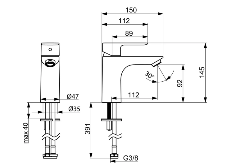 Hansa basic wastafelmengkraan chroom XL z/waste