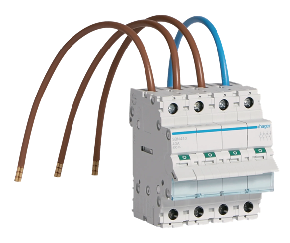 Hager hoofdschakelaar 4-polig 40amp.