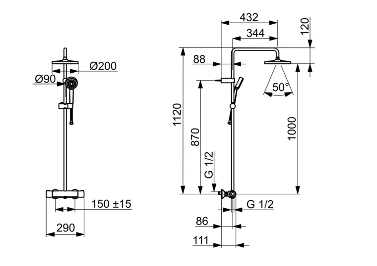 Hansa basic douchesysteem 200mm chroom