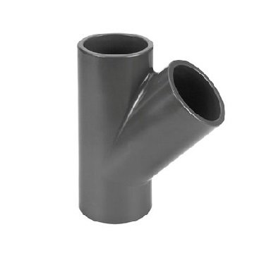 Pvc t-stuk 90mm 45gr. 10bar