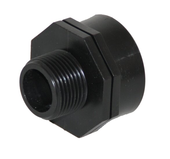 PP soknippel 1 1/2”x1 1/4” bi.dr. x bu.dr.