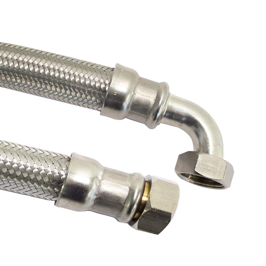 Flexibele slang 1″ bi.xbu.dr. 60cm haaks RVS