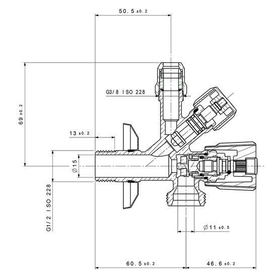 Raminex combi tapkraan 1/2"x3/4"x3/8" - Afbeelding 2